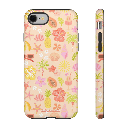 'Let's Go On A Holiday' - Cream Tough Phone Case