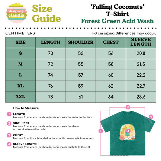 Falling Coconuts Forest Green T-shirt image 2
