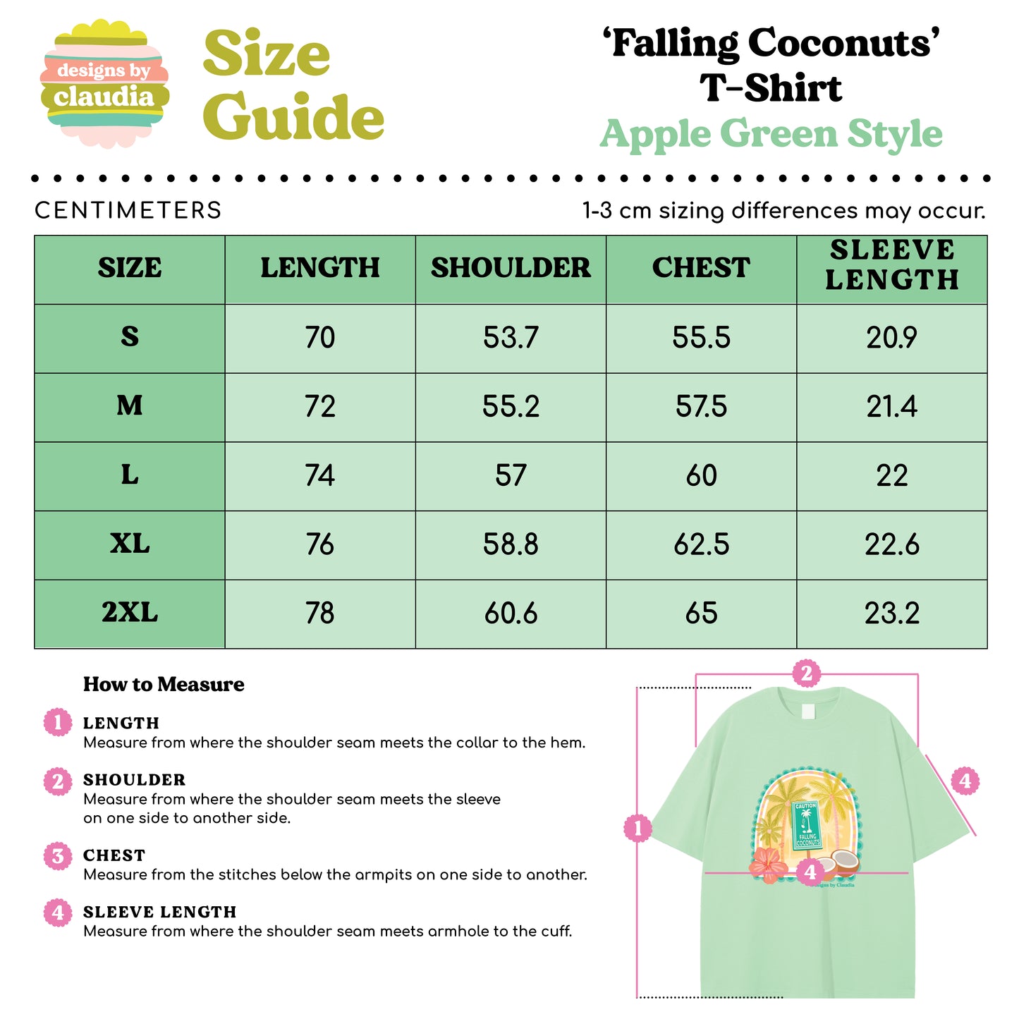 Falling Coconuts Apple Green T-shirt image 3