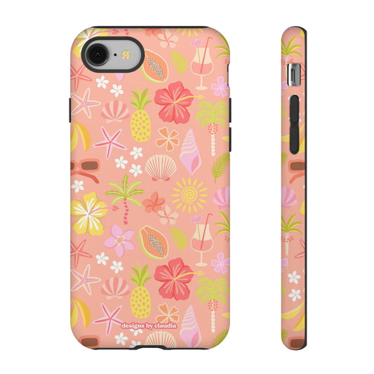 'Let's Go On A Holiday' - Coral Tough Phone Case