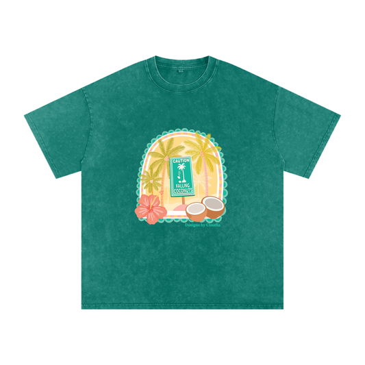 Falling Coconuts Forest Green T-shirt image 0