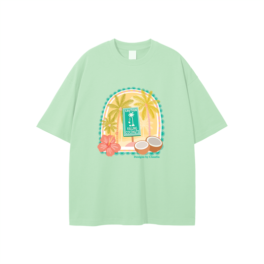 Falling Coconuts Apple Green T-shirt image 0