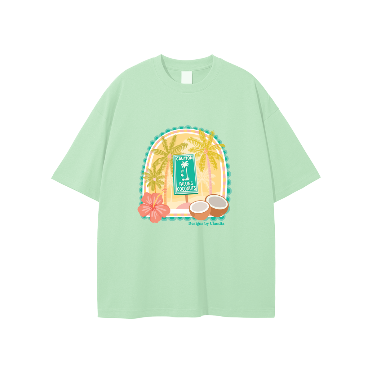 Falling Coconuts Light Green T-shirt